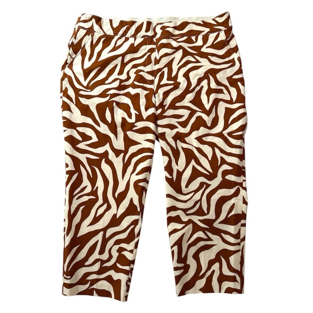 SPANX‎ Pants Animal Print Pull On Cropped Elastic Waistband Brown White Size 1XP - Picture 2 of 11